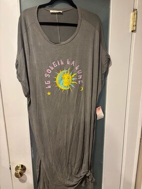 Women’s Grey Maxi Dress with Sun & Moon Graphic